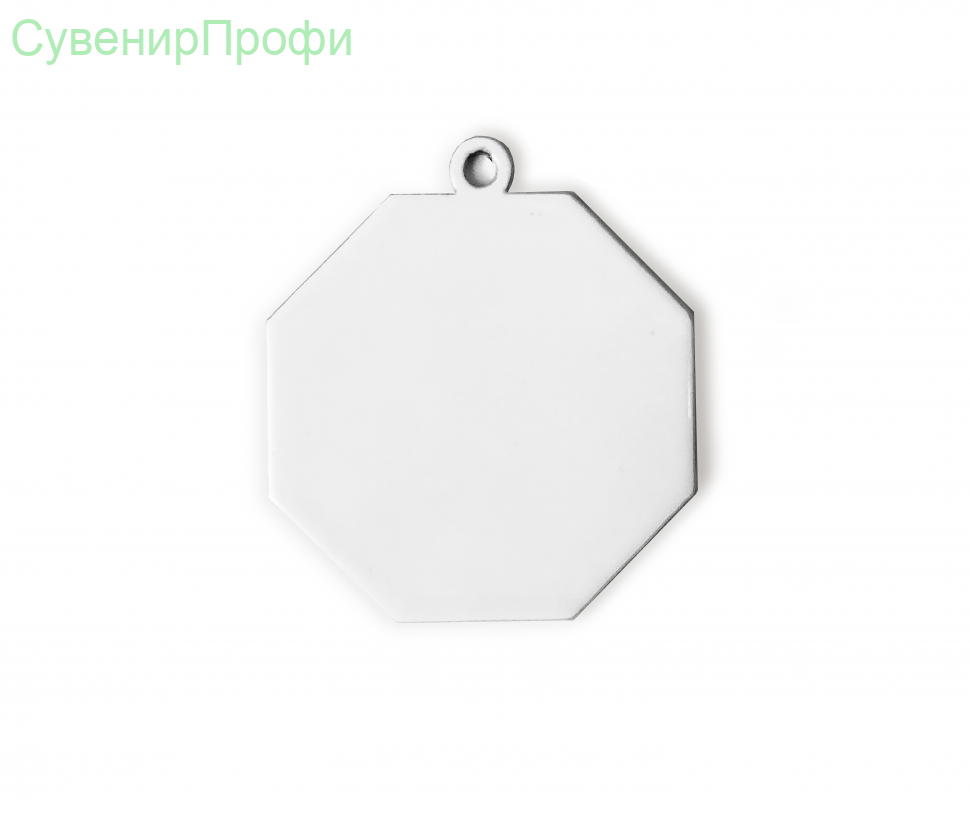 Брелок металл "Восьмиугольник" белый 40х40мм