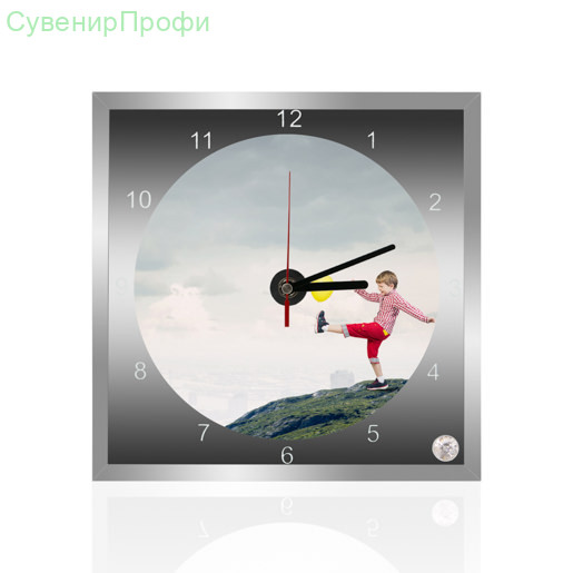 Кристалл фоторамка с часами 200x200мм